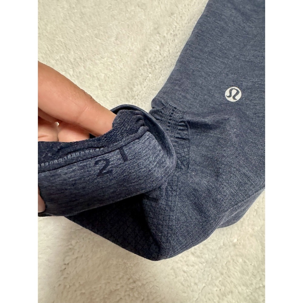 Lululemon In the Flow Crop II Leggings Navy Blue Capri Ruched Yoga Women's 2 - Picture 3 of 4